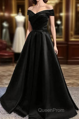 Off Shoulder A Line balck Evening Prom Dresses Formal Dresses