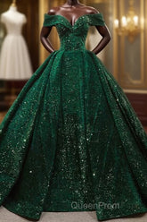 Vintage Off Shoulder Green Long Quinceanera Dresses Sweet 16 Evening Prom Dresses