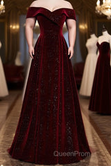 Burgundy velvet long A ling Evening Prom Dresses evening Dresses