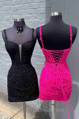 Fitted Straps Appliques Mini Homecoming Dresses