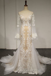 Flare Sleeve Sexy Mermaid Wedding Dresses