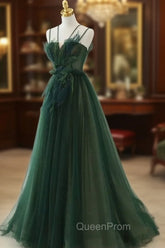 Forest Style Emerald Green Beading Tulle Dresses, Evening Prom Dresses Fairy,Evening Gown Graduation Party Dresses