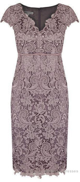Sheath V Neck Cap Sleeves Lace Empire Mother Of The Bride Dress With Sash