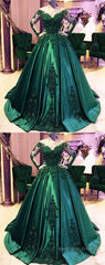 Dark Green Ball Gown Emerald Green Prom Dress, Ball Gown Wedding Dress