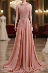 Glam Blush Pink Evening Prom & Wedding Dresses-Sweet 16 Chiffon Evening Gown For Graduation & Quinceanera