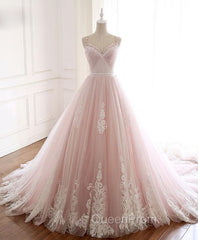 Glam Pink Tulle Sweetheart Straps Princess Evening Dresses, Pink Party Dresses
