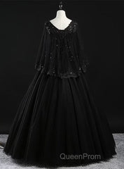 Glam Tulle With Lace Applique Ball Gown Sweet 16 Dresses, Beaded Evening Prom Dresses Evening Dresses
