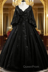Glam Tulle With Lace Applique Ball Gown Sweet 16 Dresses, Beaded Evening Prom Dresses Evening Dresses