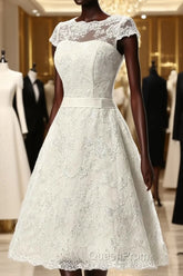 Glamorous Cap Sleeves Covered Button Ribbon Wedding Dresses