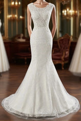 Glamorous Long Mermaid Tulle Appliques Lace Wedding Dresses