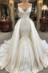 Glamorous Mermaid Sleeveless Lace Wedding Dresses Overskit