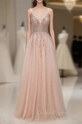 Glamorous Sequins V-Neck Long Evening Prom Dresses Floor Length