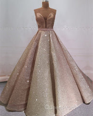 Glitter Tulle Ball Gown Strapless Dresses