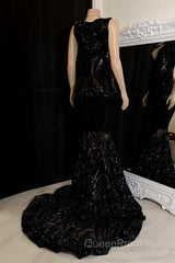 Glittery Long Red Mermaid Sleeveless Evening Prom Dresses Sequin