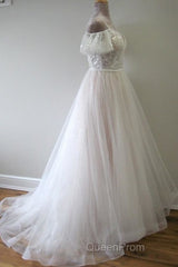 Glorious Cold-shoulder Chapel Train Wedding Dresses