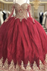 Gold Lace Charro Quinceanera Dresses Long Sleeve Off The Shoulder