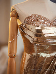 Golden Mermaid Sequins Long Prom Dress Evening Dress