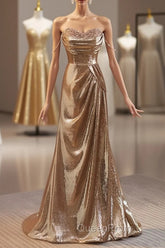 Golden Mermaid Sequins Long Evening Prom Dresses Evening Dresses