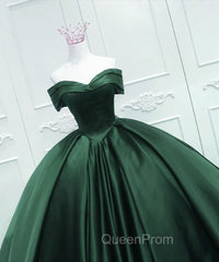 Gorgeous Ball Gown Green Satin Quinceanera Dresses, Green Sweetheart Evening Dresses