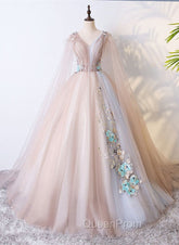 Gorgeous Ball Gown Tulle V-neckline Long Party Gown, New Evening Prom Dresses