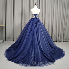 Gorgeous Blue Ball Gown Sweet 16 Party Dresses, Blue Handmade Evening Gown