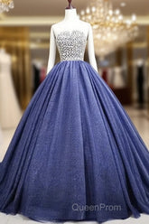 Gorgeous Blue Ball Gown Sweet 16 Party Dresses Handmade Formal Gown Off Shoulder Evening Prom Dresses