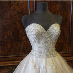 Gorgeous Embroidery Beading Sweetheart Organza Layered Wedding Ball Gown Dresses