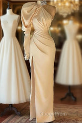 Gorgeous High Neck Long Sleeve Crystal Evening Prom Dresses Mermaid With Split