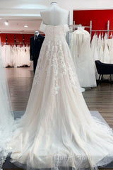 Gorgeous Long A-line Off-the-shoulder Tulle Lace Appliques Wedding Dresses