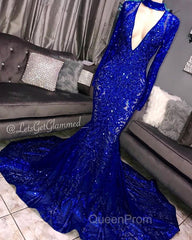 Gorgeous Mermaid Long Sleevess Deep V-neck Lace Applique Evening Prom Dresses