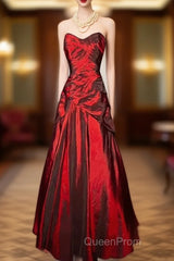 Gorgeous Mermaid Sweetheart Red Taffeta Long Evening Dresses Evening Prom Dresses
