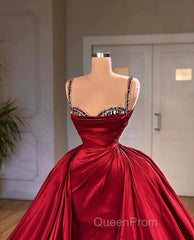 Gorgeous Spaghetti Strap Sleeveless Evening Prom Dresses With Train