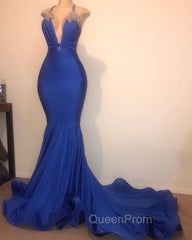 Gorgeous Spaghetti Straps Beads Appliques Evening Prom Dresses Elegant Alluring Chic V-neck Fit and Flare Evening Gowns