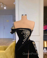 Gorgeous Strapless Split Front A-line Evening Prom Dresses With Beading