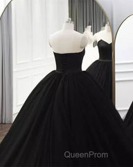 Gothic Black Strapless Quinceanera Dresses Ball Gown