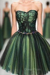 Stylish Tulle Lace Short Evening Prom Dresses, Cute Evening Dresses