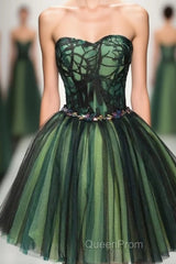 Stylish Tulle Lace Short Evening Prom Dresses, Cute Evening Dresses