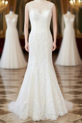 Graceful Illusion Appliques Mermaid Wedding Dresses