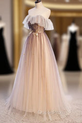 Gradient Tulle with Straps Sweetheart Party Dresses, A-line Tulle Evening Dresses Evening Prom Dresses