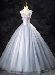 Gray Tulle Sweetheart Beading Quinceanera Dress