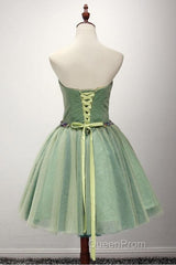 Green Ball-Gown Sweetheart Short Tulle Homecoming Dresses With Beading