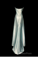 Green Bodycon Dresses Strapless Satin Long Evening Prom Dresses Simple Evening Dresses