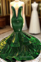 Green Gorgeous Ruffles Mermaid Evening Prom Dresses Chic Sweetheart Appliques Long Evening Dresses