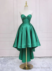 Green Satin Sweetheart Prom Dress