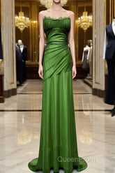 Green Straps Lace-Up Formal Dresses Evening Dresses, Green Spandex Evening Prom Dresses