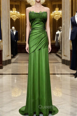 Green Straps Lace-Up Formal Dresses Evening Dresses, Green Spandex Evening Prom Dresses