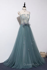 Green sweetheart tulle lace long Evening Prom Dresses green formal Dresses