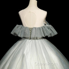 Green Tulle Off Shoulder Ball Gown Beaded Sweet 16 Dresses, Green Tulle Formal Dresses