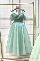 Green Tulle Short A-Line Prom Dress, Cute A-Line Homecoming Party Dress