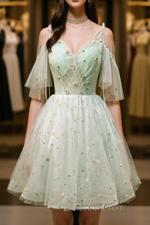 Green tulle short Evening Prom Dresses, green tulle homecoming Dresses